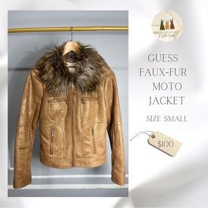 🛍️NWOT Guess Faux-Fur Moto Jacket 🛍️